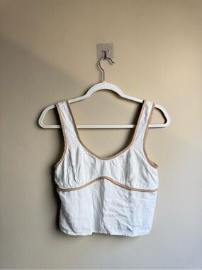 White Linen Blend Crop Top Size M